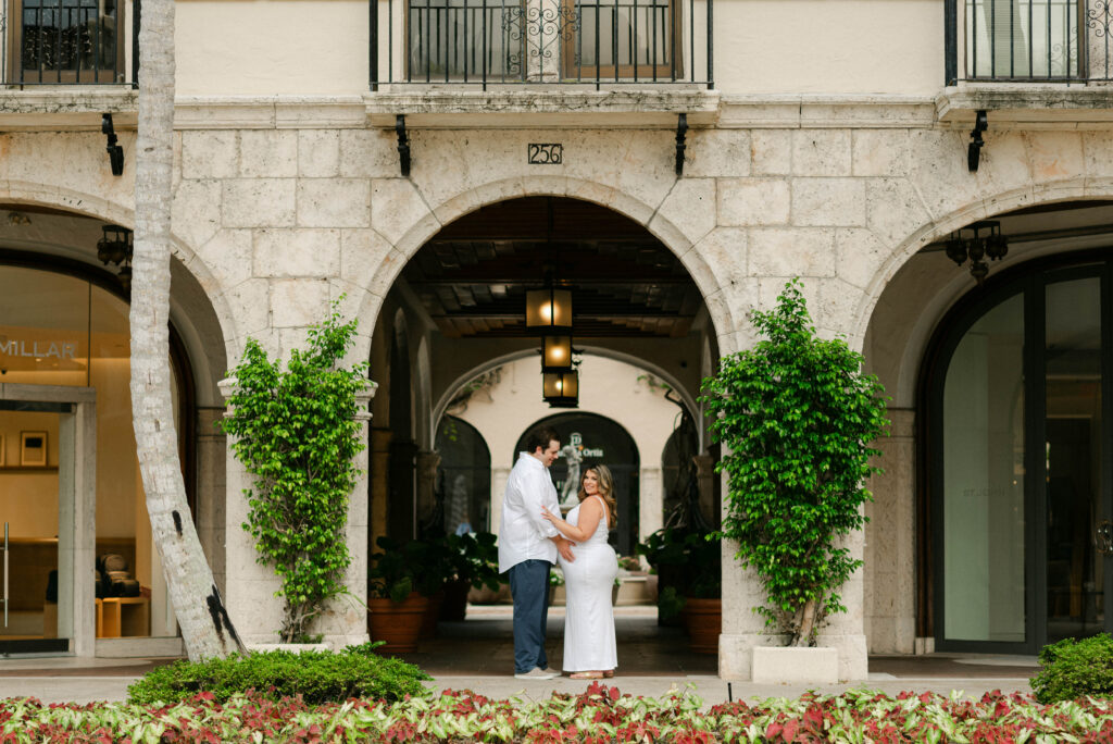 Couple expecting baby boy during maternity shoot on Palm Beach Island