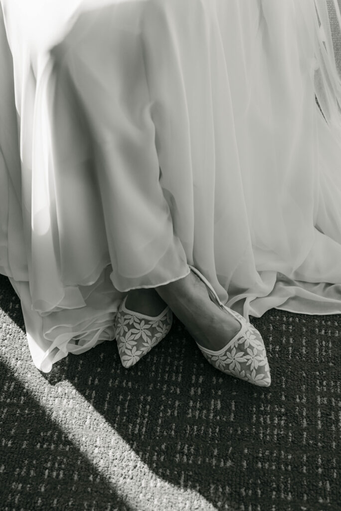 close up of the bridal shoes