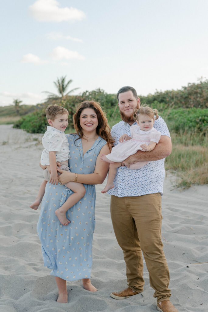 blue toned outfits for family session