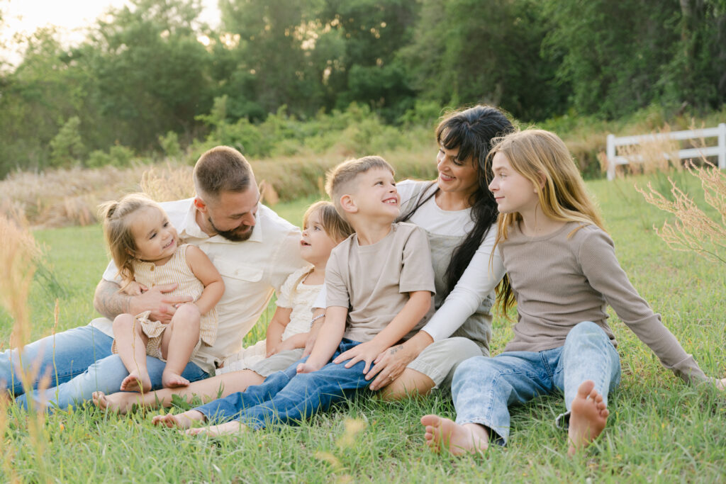 coordinated family outfits for outdoor photo session