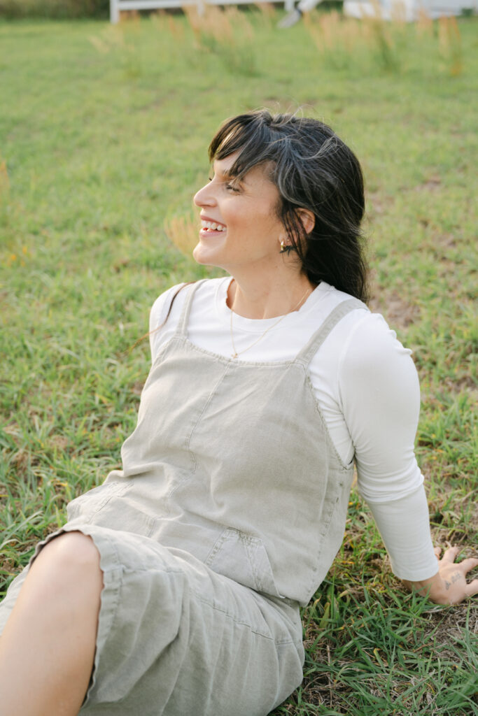 neutral toned outfit for mom