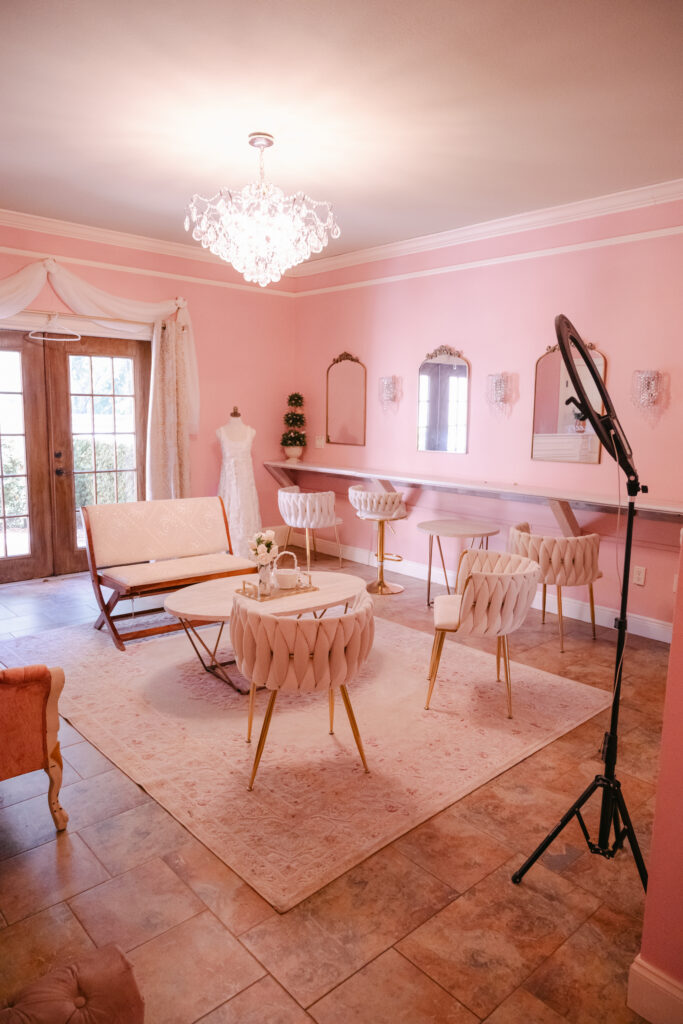 Bride getting ready suite at Eterna Estate in Bushnell Florida wedding venue with natural window light