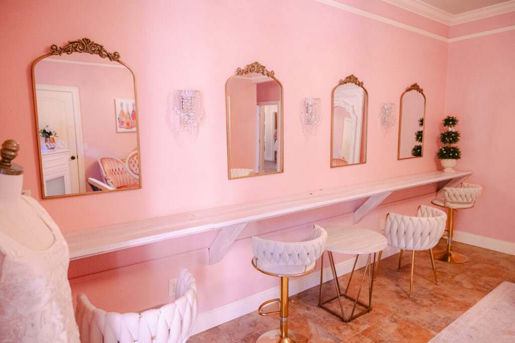 Bridesmaids getting ready area at Eterna Estate in Bushnell Florida before wedding ceremony